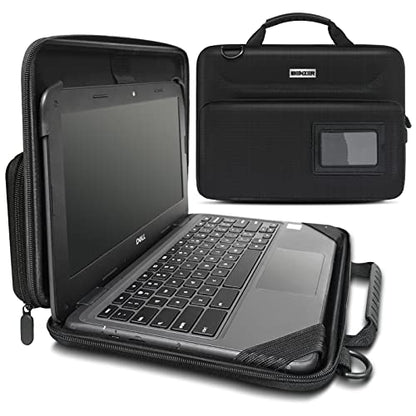 IBENZER EVA Stay-in Protective Case for 13"-15" MacBook Air/Asus/Acer/Samsung/HP/Lenovo Chromebook Laptop, Hardshell Laptop Bag & Shoulder Strap & Handle & Pocket for K-12 Students, Work, EVA13P-BK - size: 13 INCH With Pocket