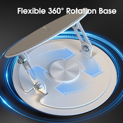 DAWASAPAT Foldable Desktop Projector Stand, Universal 360°Adjustable Table Mount 1/4" Screw，360° Rotation PJ Holde Black Projector Tray for Home Office Studio with Cable Ties