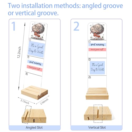 Sticky Notes Monitor Memo Board Acrylic Holder with Removable Wooden Base, with God All Things are Possible Logo Desk Set with 200 Sheets Two Sizes Sticky Notes, Office Desk Accessories Organizer