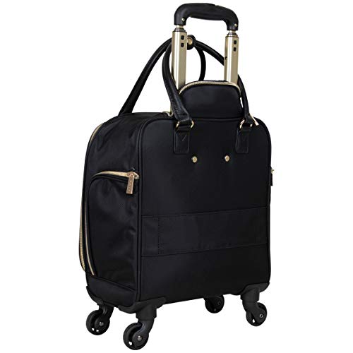 Kenneth Cole REACTION Chelsea 2-Piece Bundle - 17" 4-Wheel Spinner Underseat Carry-On Luggage & Matching 15" Laptop Backpack, Black - color: Black, size: 2pc Bundle (Underseater+Backpack)
