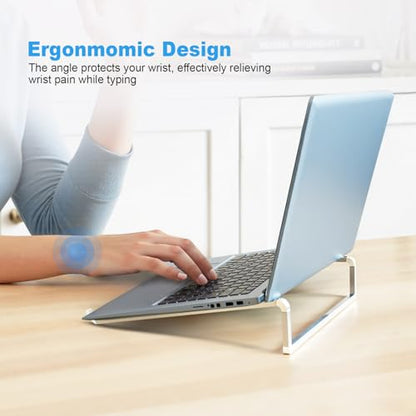 Foldable Laptop Stand for Desk, Silver | Universal Laptop Riser, Ventilated Holder Mount, Compatible with MacBook, Notebook - color: Silver