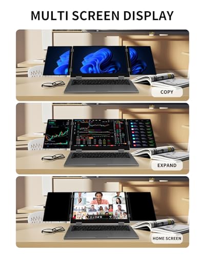 Triple Screen Laptop, 16" Main + Dual 10.5" Monitors, Core i7-12700H | 16GB RAM, 1TB SSD, Win 11 Pro, Wi-Fi 5, BT 5.0, Face & Fingerprint Unlock, USB-C, HDMI