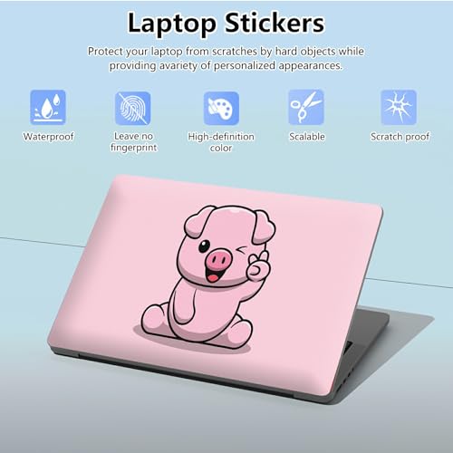 Universal Laptop Skin Sticker with 2 Wrist Pad Skins, Waterproof Scratch Resistant Vinyl Laptop Cover Decal, Cut to Fit for 11–15.6 Inch MacBook HP Dell Lenovo, Pink Pig - color: Pink Pig