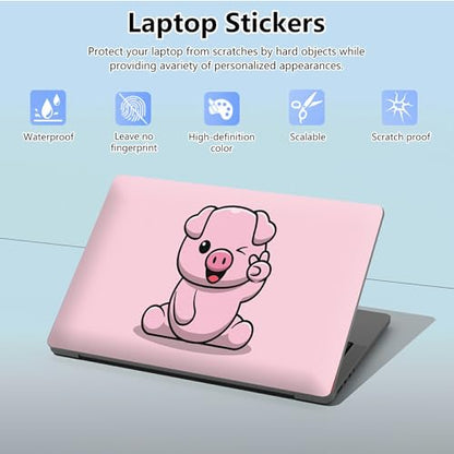Universal Laptop Skin Sticker with 2 Wrist Pad Skins, Waterproof Scratch Resistant Vinyl Laptop Cover Decal, Cut to Fit for 11–15.6 Inch MacBook HP Dell Lenovo, Pink Pig - color: Pink Pig