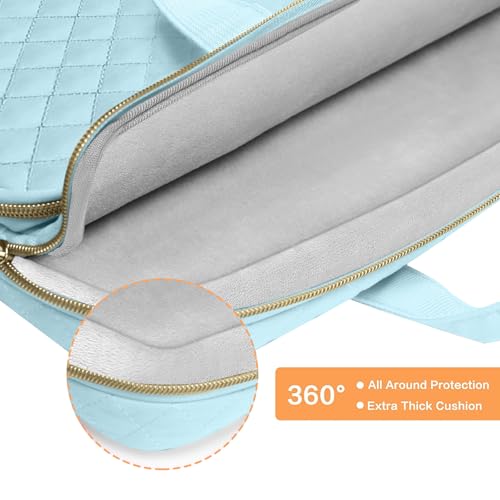 MOSISO 360 Protective Laptop Case 13.3 inch, 13-13.3 inch Laptop Sleeve | Compatible with MacBook Air/Pro 13/Pro 14,HP Dell ASUS Lenovo, Square Quilted Bag with 2 Pockets&Handle&Belt, Ice Blue - color: Ice Blue, size: 13.3 inch