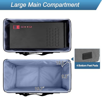 CURMIO PC Carrying Case, Desktop Travel Bag for Full Computer Tower, Gray | Computer Desktop Tower Case with Shoulder Straps Fit ATX/M-ATX Motherboards, Keyboard, Mouse, Cables & Earphones - color: Grey