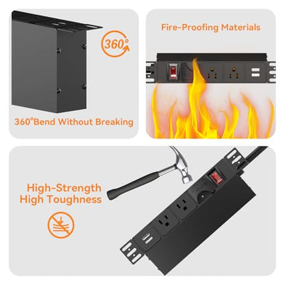 10 inch Rack PDU, 1U 6 Outlets(2 in Front, 4 in Back) Surge Protected,14AWG | 6ft Cable,1020J,15A Overload Switch & 2 USB-A, Rack Mount Power Strips for 10'' Mini Server Network Cabinets/Rack/Self