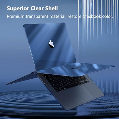 Fintie Case for MacBook Air 15 Inch A3448 A3241 A3114 A2941 (2023 2024 2025 2026 Release), [Ultra-Transparent] Slim Snap On Hard Shell Cover for MacBook Air 15.3" M2 M3 M4 M5 Chip (Crystal Midnight) - color: Crystal Midnight