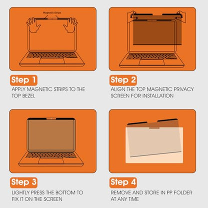 Magnetic Laptop Privacy Screen 14 Inch (Diagonal) 16:9 Display- Removable Anti-Glare Blue Light Filter, Computer Privacy Screen Shield Compatible with 14'' Hp Acer Asus Lenovo Dell Monitor