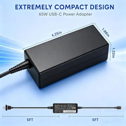 Business Office Universal 65W USB C Laptop Charger, Type C PD Fast Charging Adapter Compatible with Lenovo HP Dell Acer Asus Samsung Chromebook, Laptop Charger for School, Workspace and Commercial Use