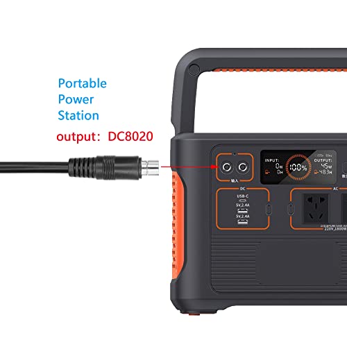 GINTOOYUN 2 PCS DC8020 Connector Pigtail Cable DC 8.0MM x 2.0MM Male Plug to Bare Wire Open End Power Cable Supply Repair Cable, for Portable Power Station (0.3m)
