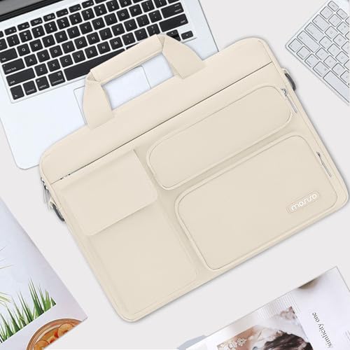 MOSISO Laptop Shoulder Bag 16 inch, 15-15.6 inch Computer Bag | Compatible with MacBook Pro 16 inch, HP, Dell, Lenovo with 2 Raised&1 Flapover&1 Horizontal Pocket&Handle&Belt, Sand - color: Sand, size: 16 inch