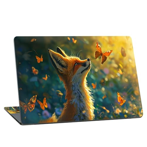Universal Laptop Skin Sticker with 2 Wrist Pad Skins, Waterproof Scratch Resistant Vinyl Laptop Cover Decal, Cut to Fit for 11–15.6 Inch MacBook HP Dell Lenovo, Fox - color: Fox