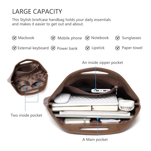 Official Document Computer Bag Stylishly Sleek with Multiple Compartments and Easy to Carry Design - color: Toffee Brown/Pu