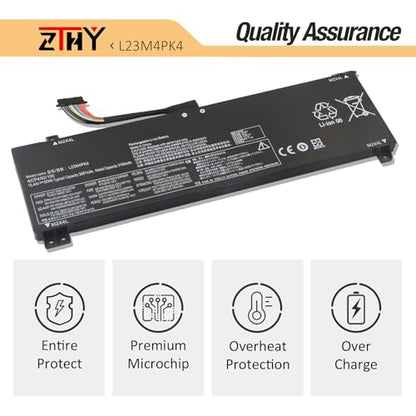 L23B4PK4 L23M4PK4 Laptop Battery Replacement for Lenovo LOQ 15AHP9 15ARP9 | 15IAX9 15IAX9I 15IRX9 Legion 5 15AKP10 15AHP10 15IAX10 15IRX10 Series L23D4PK4 L23L4PK4 SB11M64615 15.44V 60Wh - size: 9.13*3.11*0.31inch L23M4PK4