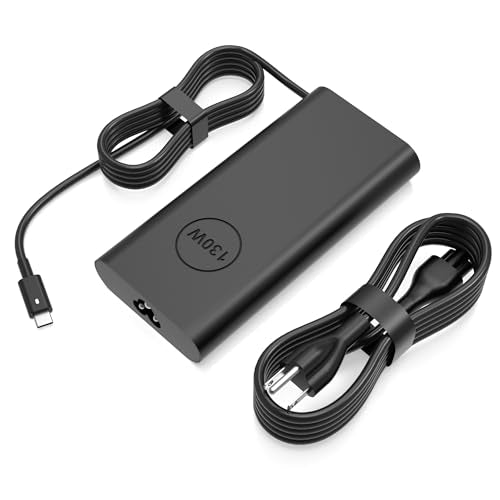 130W USB C Laptop Charger Compatible with Dell XPS 15 9575 9510 9500, Precision 5530 5560 5750, Latitude 7410 5520 5420, Replacement for Dell 130W AC Adapter - color: BLACK_D