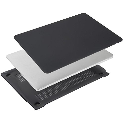 MOSISO Compatible with MacBook 12 inch Case A1534,2017-2015, Black | Protective Crack-Resistant Plastic Hard Shell Case & Keyboard Cover Skin & Screen Protector - color: Black
