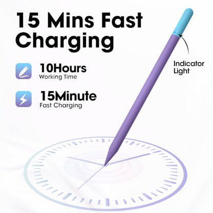 Stylus Pen for iPad 6th-11th Gen - 4X USB-C Fast Charge Pencil with 4 Replacement Nibs &0.1mm Pixel Precision, Magnetic Active Stylus for iPad Pro 11"/13"/M5/M4, Air M4/M3/M2, Mini 7/6/5, Purple - color: Purple