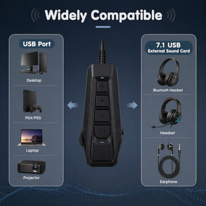 USB Audio Adapter Type C Sound Card External Sound Card with Volume Control Microphone Headphone Adapter Plug and Play No Drivers Needed USB to 3.5mm Jack Audio Adapter for PS4/PC/Windows