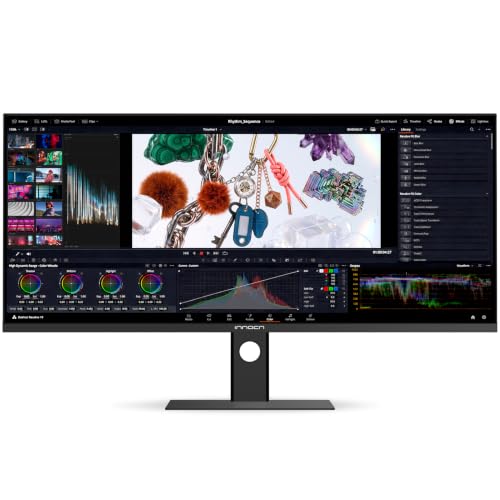 INNOCN 34" 5K 5120 x 2160P Wide Monitor for Laptop/MacBook/Mini PC, Screen Split PIP/PBP, 21:9, 120Hz, HDR400, HDMI 2.1, DP, FreeSync, USB-C, DeltaE＜2, Speakers, Height Adjustable, Black - 34C1U - size: 34 Inch