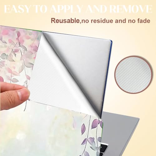 SUPERDANT Laptop Skin Decal Purple Flowers Branches and Vines Notebook Protector Sticker Fits 12 13 13.3 14 15 15.4 15.6 Inches Removable Waterproof Vinyl Personalized Cover Pink Green - color: Pink+green
