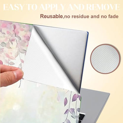 SUPERDANT Laptop Skin Decal Purple Flowers Branches and Vines Notebook Protector Sticker Fits 12 13 13.3 14 15 15.4 15.6 Inches Removable Waterproof Vinyl Personalized Cover Pink Green - color: Pink+green