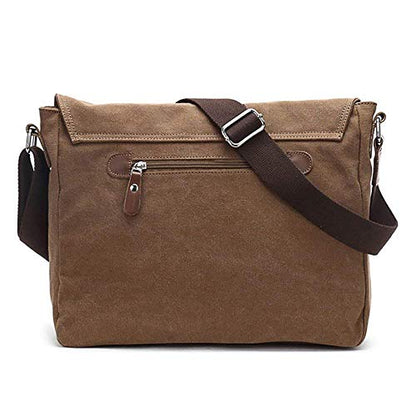 Unisex Messenger Bag Casual Canvas Bag Shoulder Sling Bag Satchel Messenger Bag for Men Work Office 13 inch Laptop Bag (Medium-Coffee) - color: Coffee