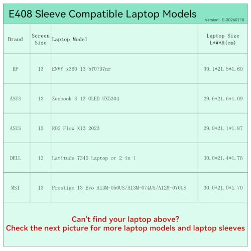 Smatree Elite Laptop Sleeve for 13 inch HP/ASUS/DELL/MSI | for 13 inch HP Envy x360, ASUS ROG Flow/Zenbook S 16, DELL Latitude 7340, MSI Prestige 13, Protective Case with Pocket(E408) - size: 13 inch/E408/Size: 31.2*22.2cm