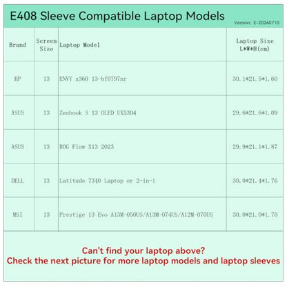 Smatree Elite Laptop Sleeve for 13 inch HP/ASUS/DELL/MSI | for 13 inch HP Envy x360, ASUS ROG Flow/Zenbook S 16, DELL Latitude 7340, MSI Prestige 13, Protective Case with Pocket(E408) - size: 13 inch/E408/Size: 31.2*22.2cm