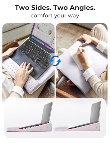 Adjustable Lap Desk with Wrist Rest, Reversible Laptop Stand | Cooling Grip Surface, Fits up to 17'' Laptop, Portable Lap Desk with Pillow Cushion, Computer Tray for Home Office, Mauve - color: Mauve