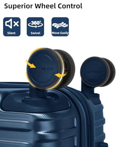 LARVENDER Carry on Luggage 22x14x9 Airline Approved, 20 Inch Expandable Hardside Suitcase with Wheels TSA Lock, PC+ABS Lightweight Carry on Suitcases for Women and Men, Dark Blue - color: Dark Blue, size: 3 Piece Set (Backpack/20/TB)