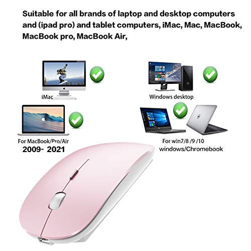 PEIBO Bluetooth Wireless Mouse for Laptop mac MacBook ipad MacBook air MacBook pro pc Desktop Computer Windows Chromebook Notebook (Jelly Pink) - color: Jelly PINK