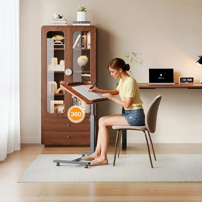 Furist Overbed Bedside Table with Wheels, Medical Hospital Bed Table, Computer Stand for Bed Side, Rolling Tray for Hospital and Home Use