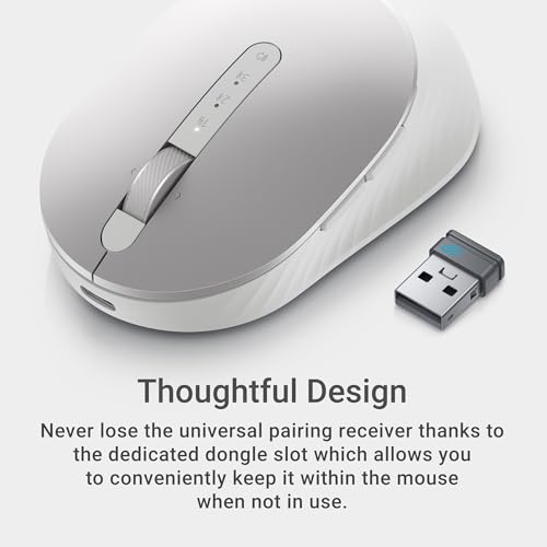 Dell Premier Wireless Mouse MS7421W, Rechargeable, Bluetooth | 2.4GHz, USB-C Charging, 3 Year Advanced Exchange, 7 Buttons, Platinum Silver - color: Platinum Silver