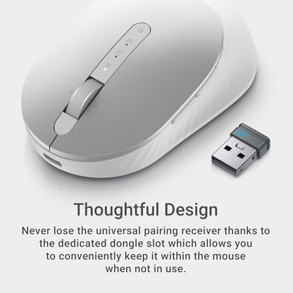 Dell Premier Wireless Mouse MS7421W, Rechargeable, Bluetooth | 2.4GHz, USB-C Charging, 3 Year Advanced Exchange, 7 Buttons, Platinum Silver - color: Platinum Silver
