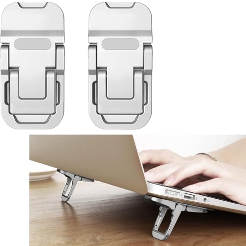 Portable Laptop Stand with 3 Adjustable Angles Zinc Alloy Anti-Slip Keyboard Riser Suitable for 10-17 Inches Laptops, Silver - color: Silver