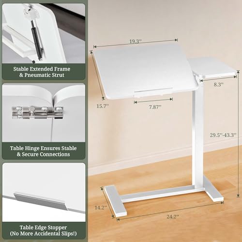 Mobile Standing Desk, Height Adjustable Laptop Desk with Tilting Top | Stable Steel Frame, Smooth Lift Mechanism, Adjustable Tilt Surface, Easy Assembly, Ideal for Home, Office & Dorm, White - color: White, style: Tilt Adjustable