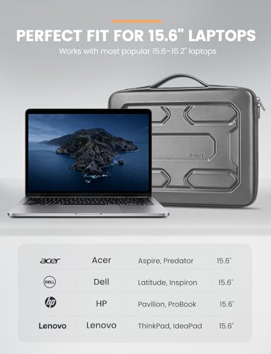 DOMISO 15.6 inch Laptop Sleeve with Handle Shockproof Waterproof EVA Protective Case for 15.6" Yoga 720 IdeaPad 310 320 ThinkPad T570/Legion 5 Gen 6/HP Envy 15/15.6" Notebooks, Dark Grey - color: Dark Grey, size: 15.6 inch