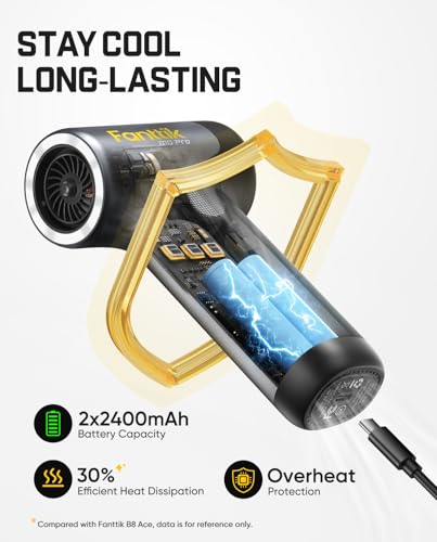 Fanttik B10 Pro Electric Air Duster (Grey) | 110,000RPM Brushless Motor, One-Tap Booster, 3-Speed Adjustable Control for PC, Keyboard & Electronics - color: Grey