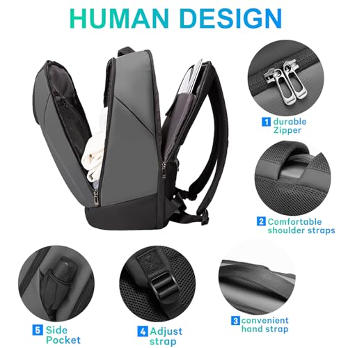 FUTURE AESTHETICS Business Smart Backpack Waterproof for women,men,Fight Approved Durable Backpack suitable as overnight and travel backpack (Grey) - color: Grey