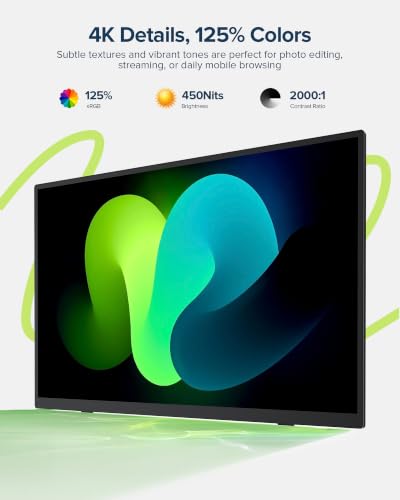 EVICIV Portable Monitor 4K Touchscreen 15.6", 3840 * 2160 UHD, 125% sRGB | 10-Point Touch Laptop Monitor, 2000:1, USB-C & MINI HDMI, VESA & Stand, Ultra-Slim Travel Screen for Computer, Game Consoles - size: 15.6-inch