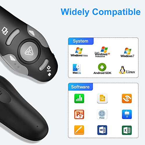 (4 Units) Wireless Presentation Clicker for PowerPoint, Wireless Presenter Remote with Laser Pointer Slide Clickers for Mac/Windows/Linux, Computer/Laptop, Google Slide/PPT/Keynote - style: 4 Units