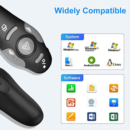 (2 Units) Wireless Presentation Clicker for PowerPoint, Wireless Presenter Remote with Laser Pointer Slide Clickers for Mac/Windows/Linux, Computer/Laptop, Google Slide/PPT/Keynote - style: 2 Units