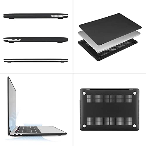 MOSISO Compatible with MacBook Pro 15 inch Case A1990 A1707, Black | Protective Crack-Resistant Plastic Peony Hard Shell Case&Keyboard Cover Skin& Screen Protector - color: Black