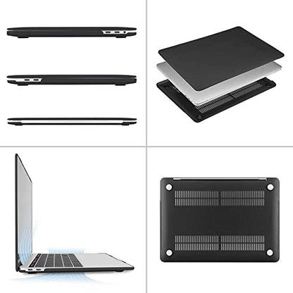 MOSISO Compatible with MacBook Pro 15 inch Case A1990 A1707, Black | Protective Crack-Resistant Plastic Peony Hard Shell Case&Keyboard Cover Skin& Screen Protector - color: Black