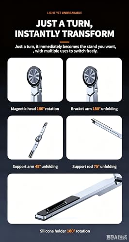 Transformer Multi-Function Aluminum Alloy Stand, Laptop Stand, Portable, Anti-Slip, Adjustable