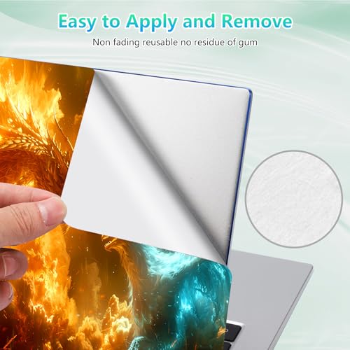 Laptop Skin Sticker Decal 12"-15.6" Universal Laptop/Notebook/Netbook Vinyl - Waterproof Scratch Resistant,Fits HP Dell Lenovo MacBook,2 Free Wrist Pads,Easy Apply & Remove,Blue Fire Dragon - color: Blue Fire Dragon