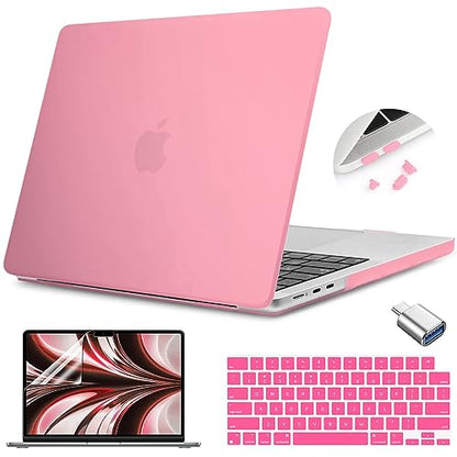 Teryeefi for M5 M4 M3 M2 Chip MacBook Air 13.6 Inch Case A3240 A3113 A2681 A3449 Model 2022 2023 2024 2025 2026 Release, Hard Shell Case & Keyboard Cover & USB 3 Adapter, Frosted Pink - color: Frosted Pink