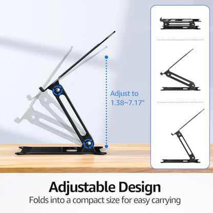 Adjustable Laptop Stand for Desk, 10-15.6“ Laptop Riser, Black | Sturdy Aluminum Foldable stand, Heat-Dissipation Design, Ergonomic Holder Fits MacBook/Dell/HP/Lenovo for Home/Office. - color: A-Black