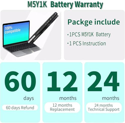 M5Y1K 14.8V Battery for Dell Inspiron 14 15 17 5000 3000 Series 5559 | 5558 3551 3451 3558 i3558 3567 5755 5756 5458 5759 5758 5759 GXVJ3 453-BBBQ WKRJ2 VN3N0 HD4J0 991XP P63F P47F P51F P52F P64G - size: 10.6*1.5*0.75inch